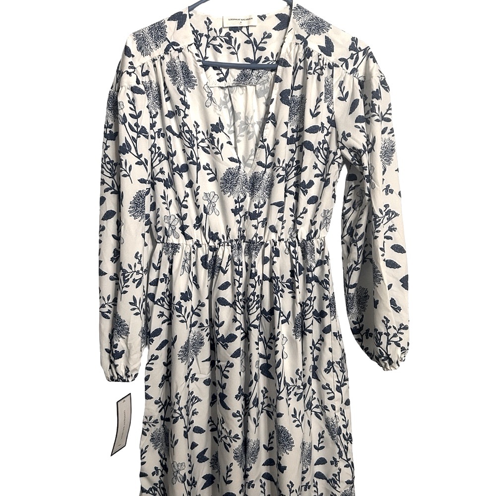 Floral Blue and White Women's Maxi Dress - Picture 2 of 6